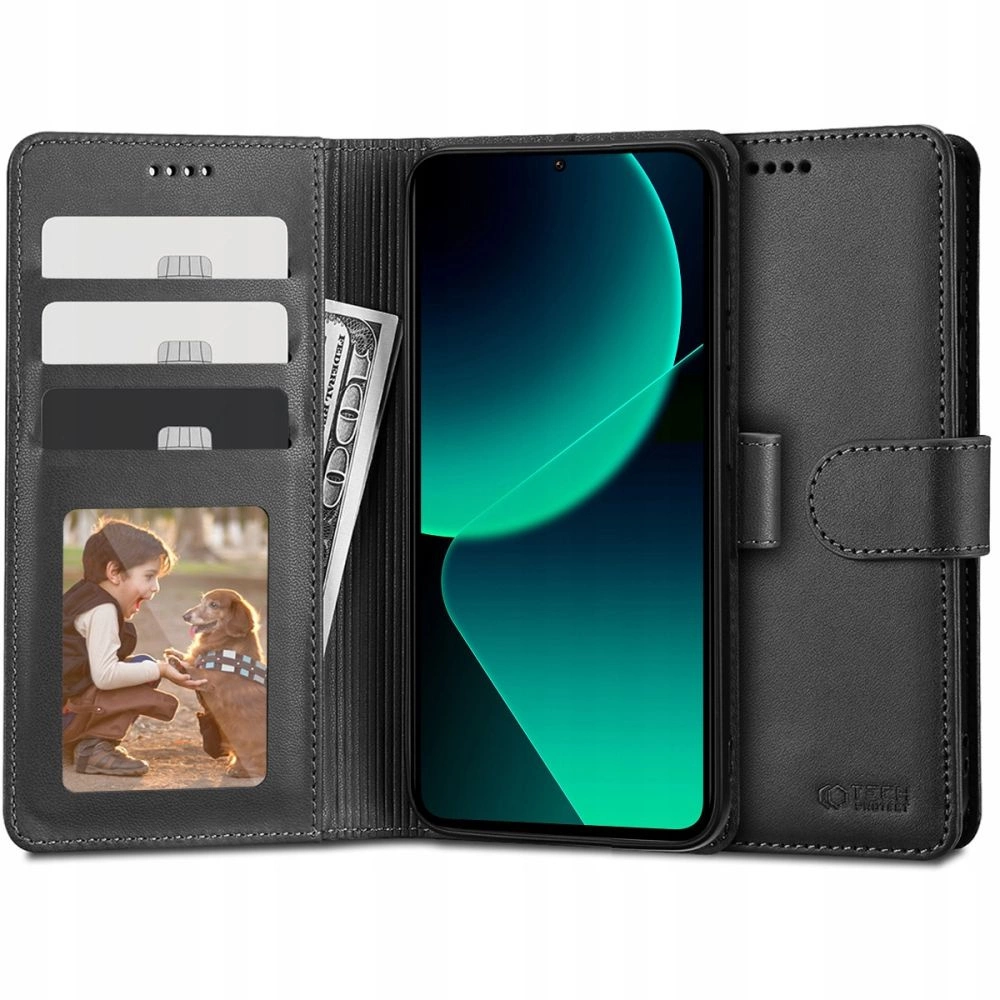 Xiaomi 13T / 13T Pro Tech-Protect Wallet Book Case Cover, Black | Telefona Vāciņš Maciņš Apvalks Grāmatiņa