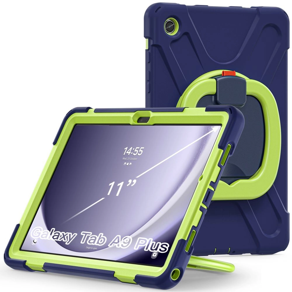 Samsung Galaxy Tab A9+ Plus (SM-X210, X215, X216B) Tech-Protect X-Armor Hard Case Cover, Navy Blue and Green