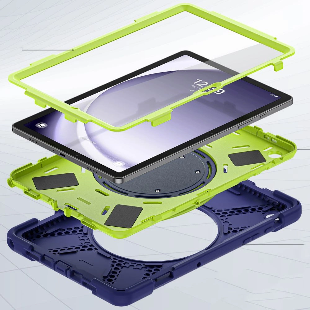 Samsung Galaxy Tab A9+ Plus (SM-X210, X215, X216B) Tech-Protect X-Armor Hard Case Cover, Navy Blue and Green