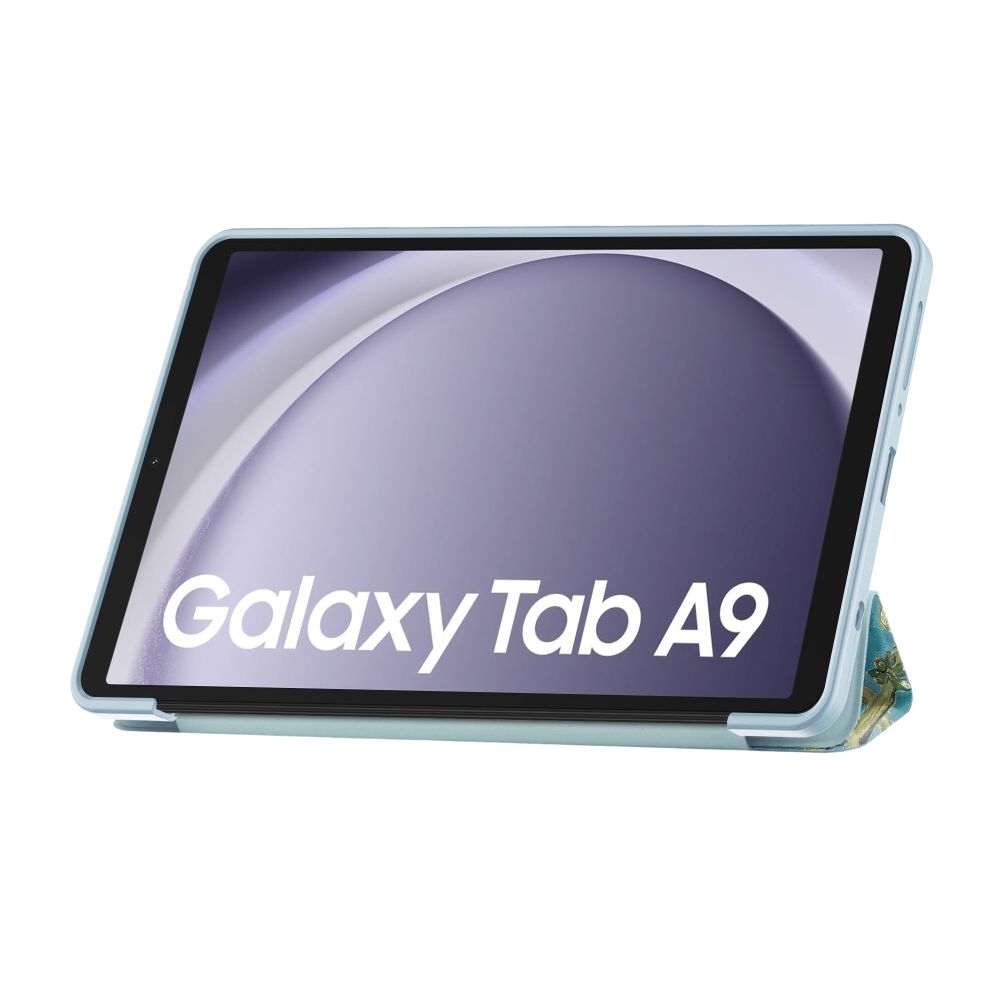 Samsung Galaxy Tab A9 ( SM-X110 / X115 ) Trifold Tech-Protect SmartCase Protective Cover Case, Blue with Sakura