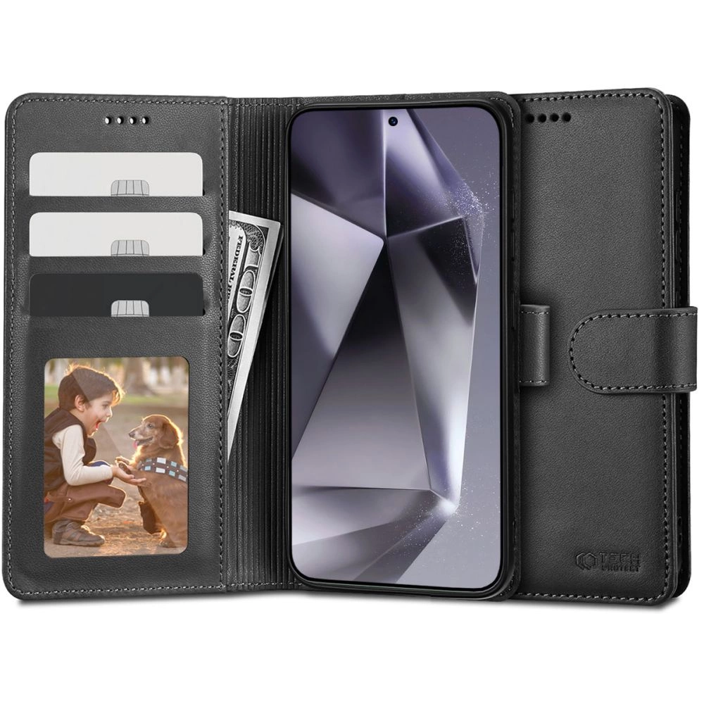 Samsung Galaxy S24 Ultra (SM-S928) Tech-Protect Wallet Book Case Cover, Black