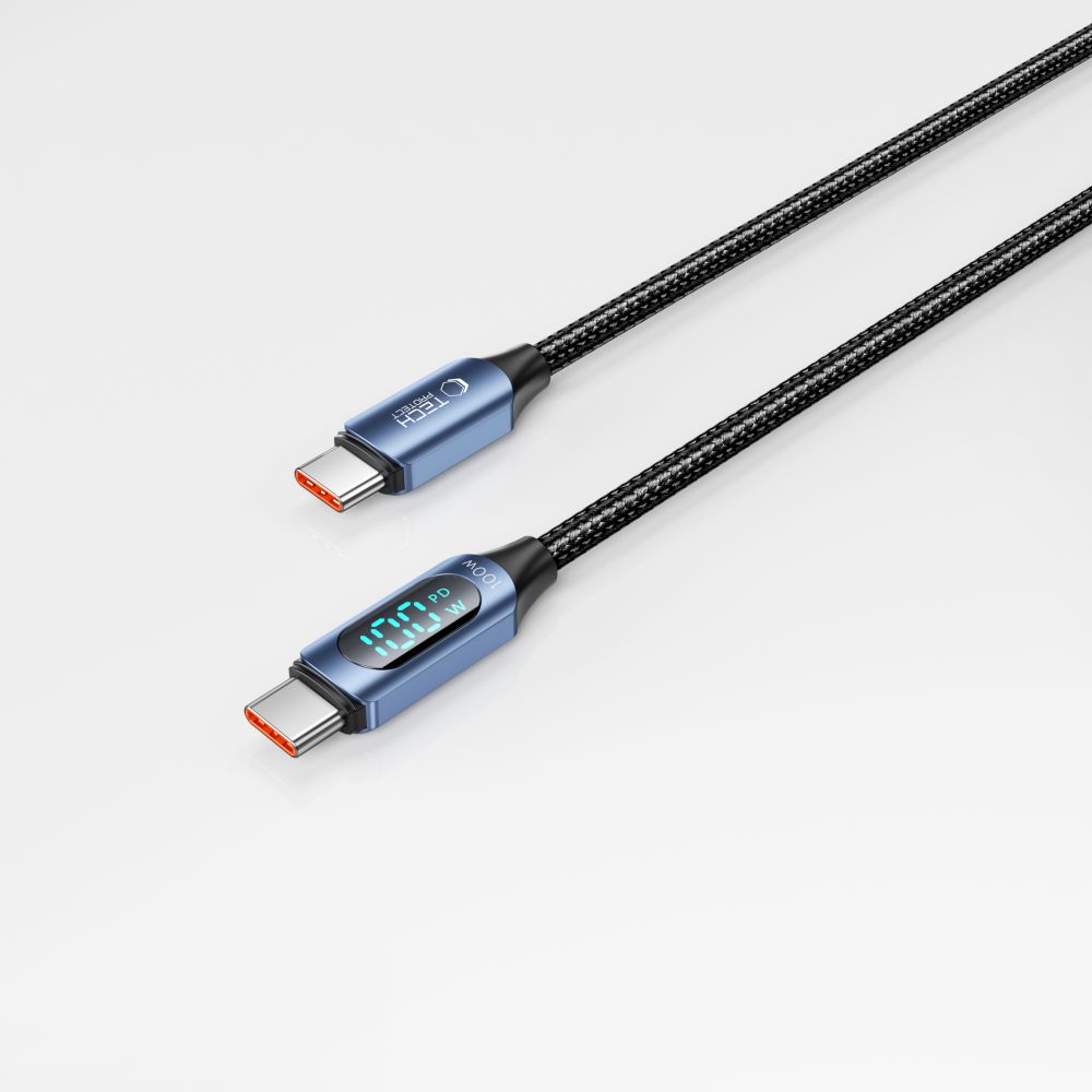 Tech-Protect UltraBoost cable with LED display USB-C / USB-C PD 100W 5A 2m - blue