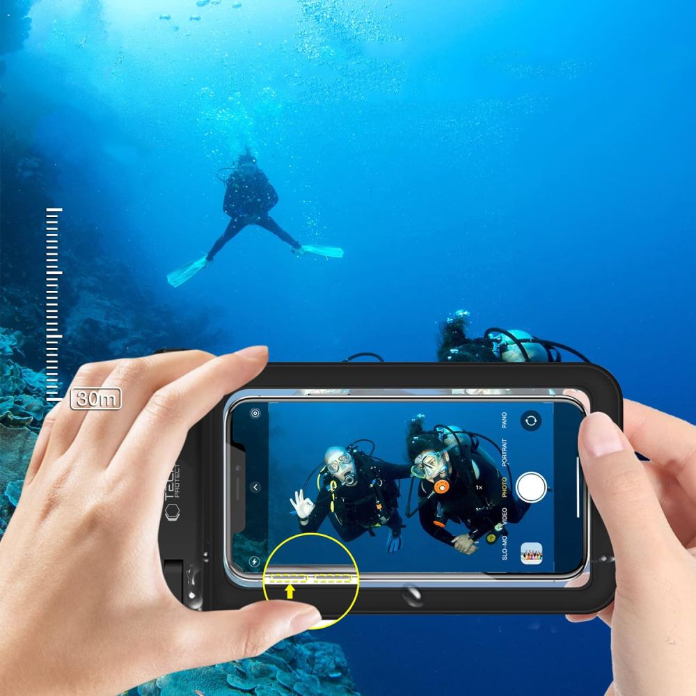 Tech-Protect UWC9 Waterproof Case for devices up to 8.9\", Black/Orange