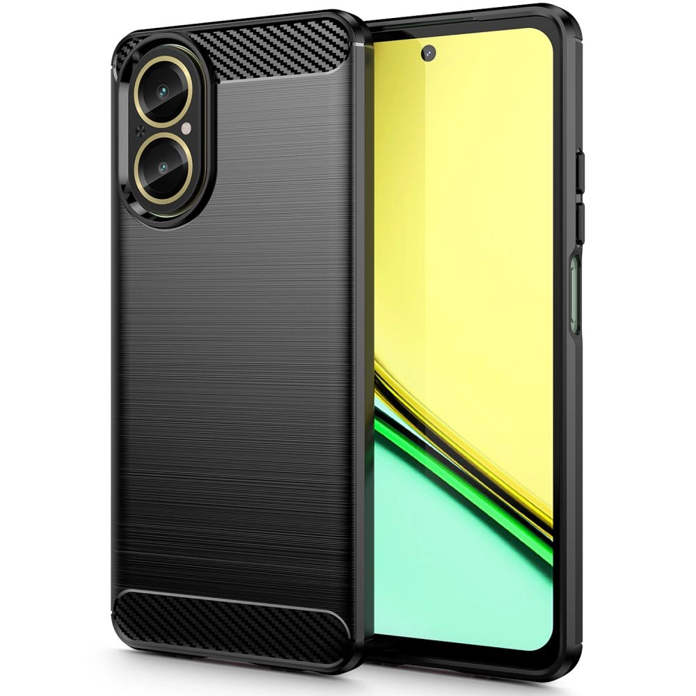 Realme C67 4G / LTE Tech-Protect TPUCarbon Fiber TPU Protective Case Cover, Black