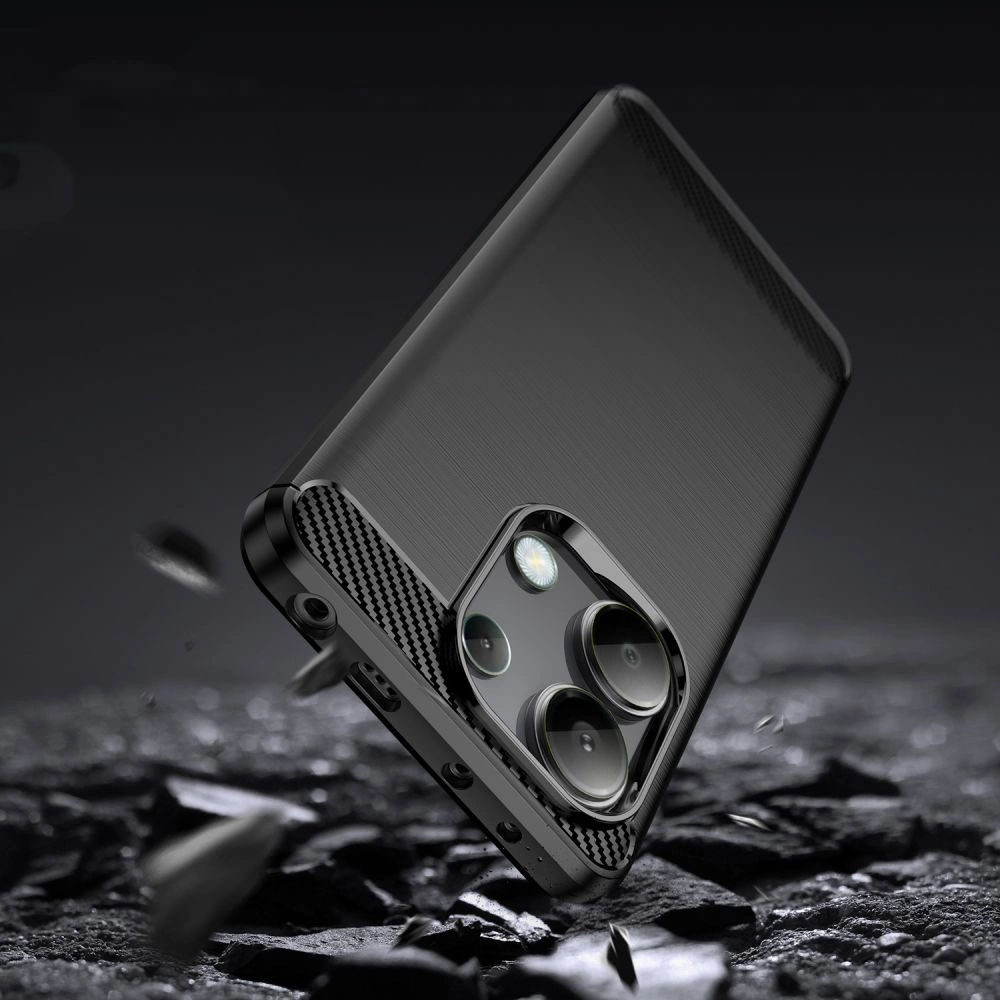 Xiaomi Redmi Note 13 4G / LTE Tech-Protect TPUCarbon Fiber TPU Protective Case Cover, Black