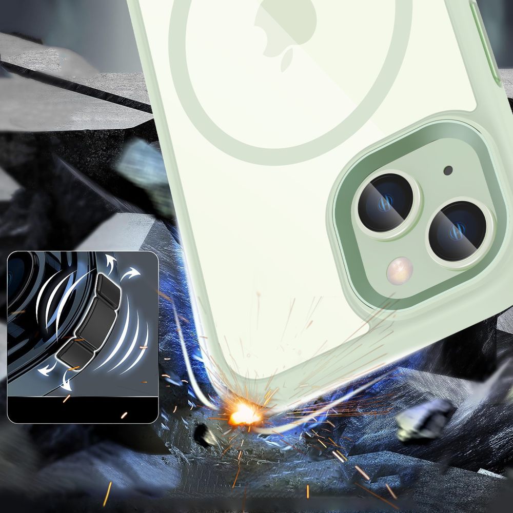 Чехол Tech-Protect MagMat MagSafe для iPhone 15, Прозрачно-зеленый