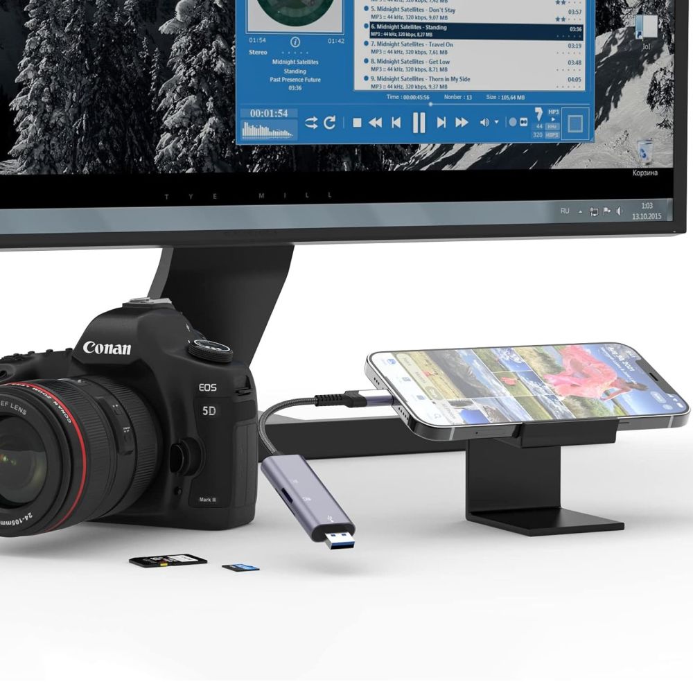 Картридер Tech-Protect UltraBoost SD/micro SD Lightning / USB-A, Серый