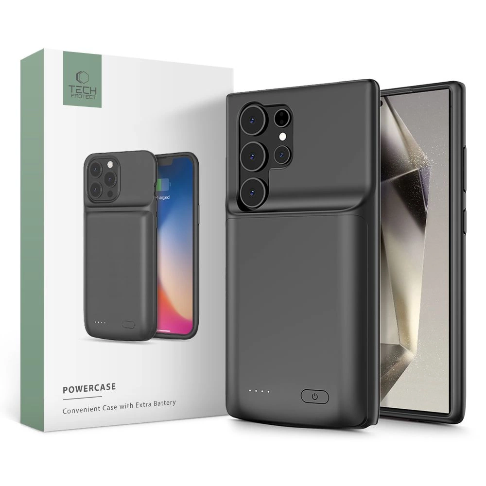 Samsung Galaxy S24 Ultra (SM-S928) Tech-Protect PowerCase with 5000mAh Powerbank Case Cover, Black | Telefona Vāciņš...