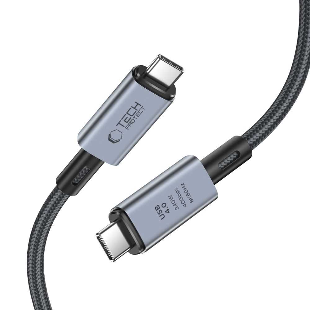 Tech-Protect UltraBoost Max USB-C 4.0 Cable 240W 8K 40Gbps 1m - Gray