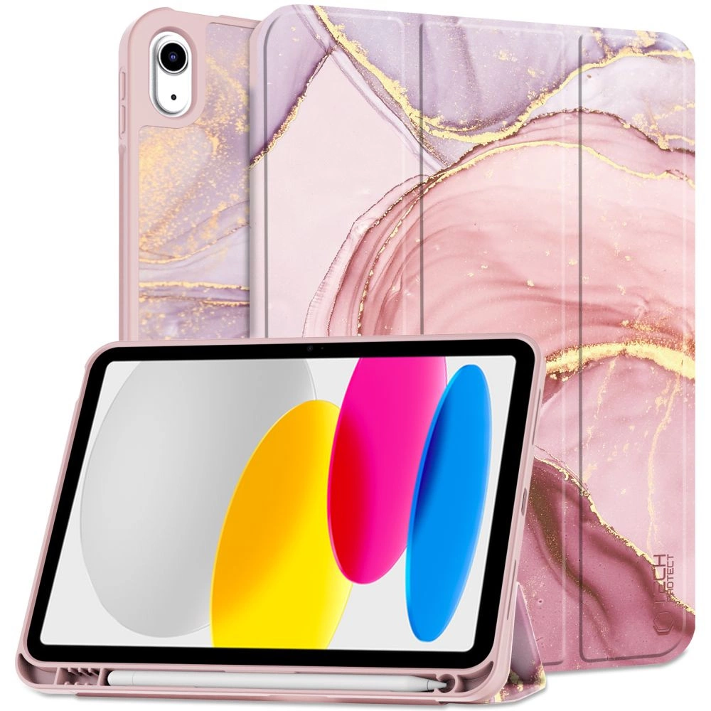 Apple iPad (2022) 10.9" (A2757 A2696) 10 gen. Tech-Protect SC Pen Protective Cover Case, Pink Marble