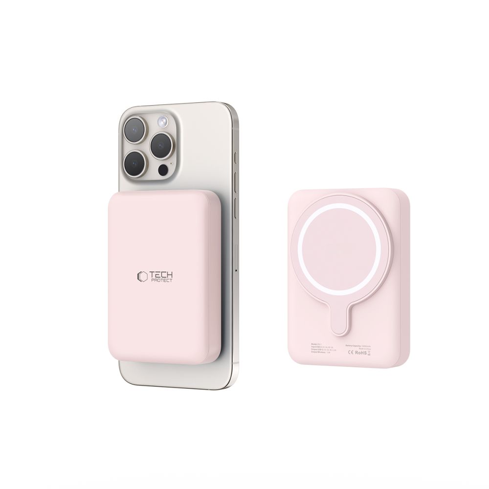 Внешний аккумулятор Tech-Protect LifeMag PB11 MagSafe 10000mAh 15W, розовый