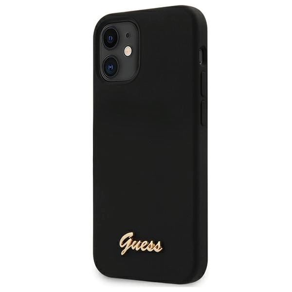 Guess GUHCP12SLSLMGBK iPhone 12 mini 5.4" black/black hardcase Silicone Script Gold Logo