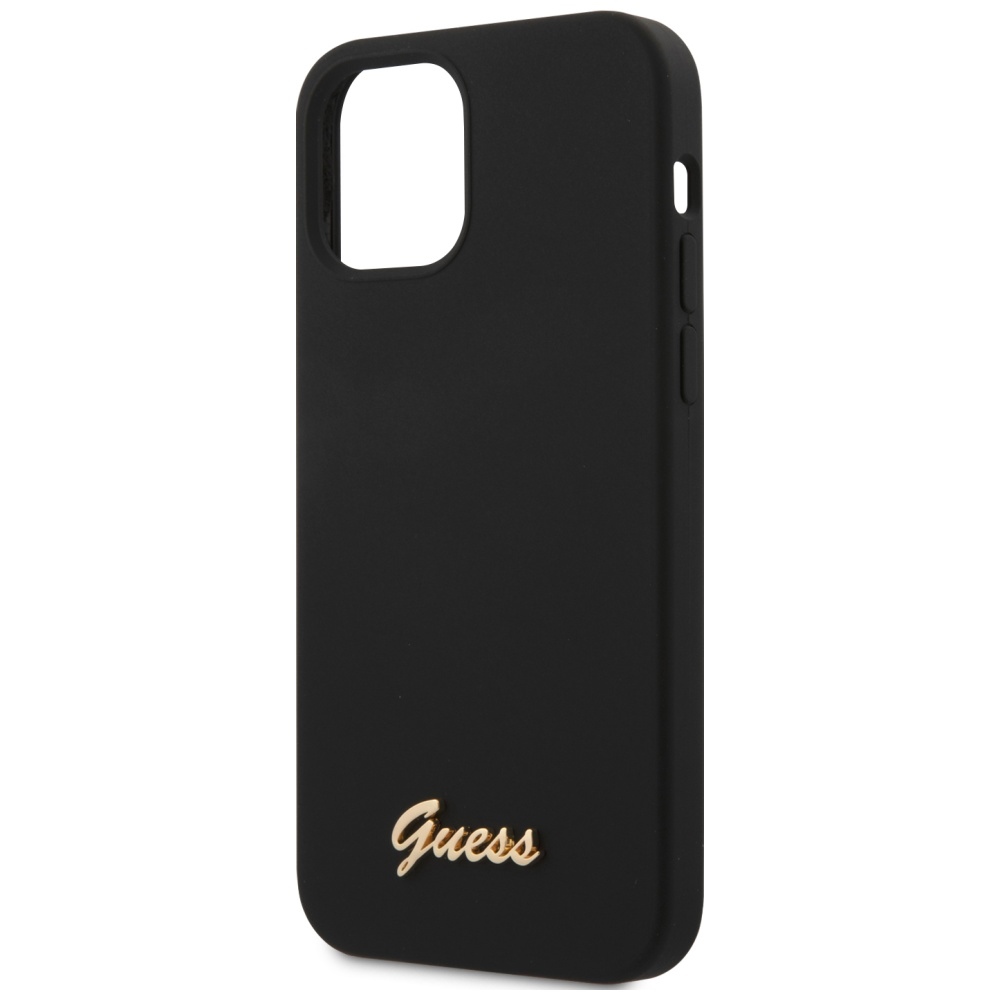 Guess GUHCP12SLSLMGBK iPhone 12 mini 5.4" black/black hardcase Silicone Script Gold Logo