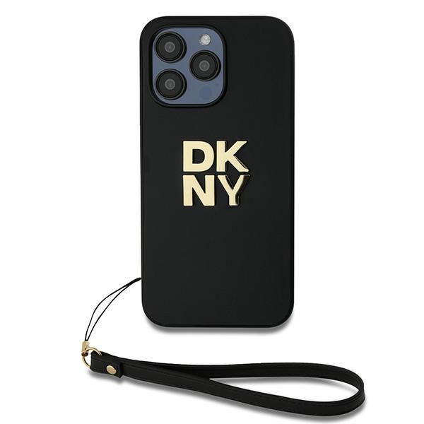 DKNY iPhone 14 Pro Max Case Wrist Strap Stock Logo, Black