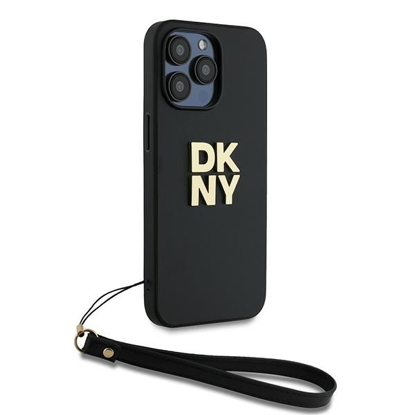 DKNY iPhone 14 Pro Max Case Wrist Strap Stock Logo, Black