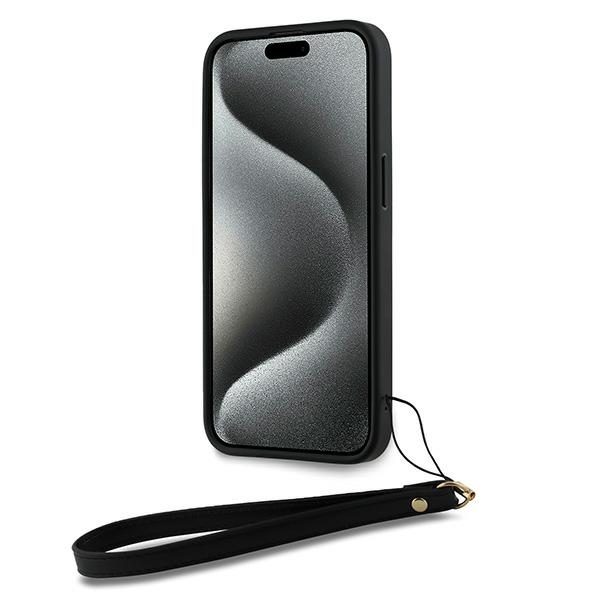 DKNY iPhone 14 Pro Max Case Wrist Strap Stock Logo, Black
