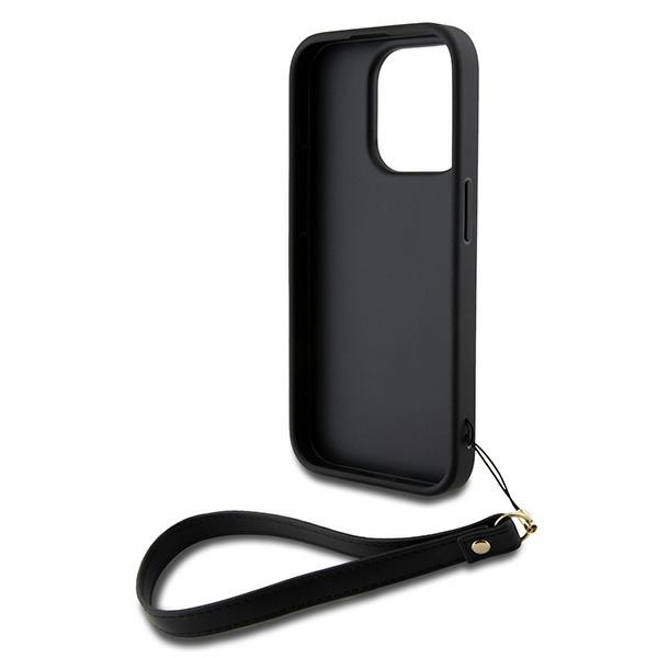 DKNY iPhone 15 Pro Case Wrist Strap Stock Logo, Black