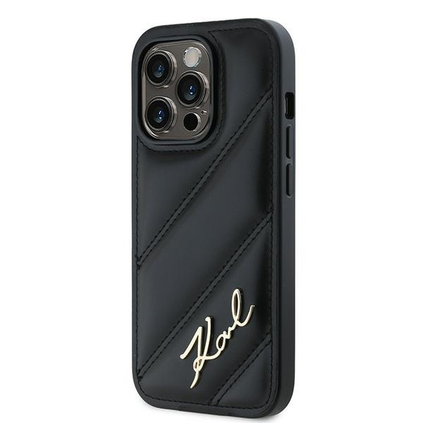 Karl Lagerfeld iPhone 13 Pro Max Case Diagonal Quilted Script, Black