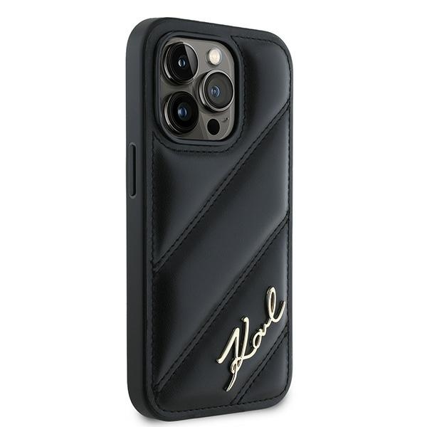 Karl Lagerfeld iPhone 13 Pro Max Case Diagonal Quilted Script, Black