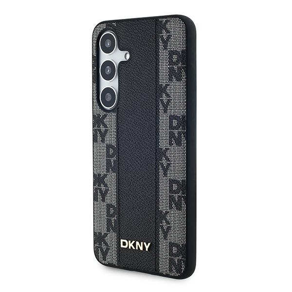 DKNY Samsung Galaxy S24 vāciņš Leather Checkered Mono Pattern MagSafe, melns