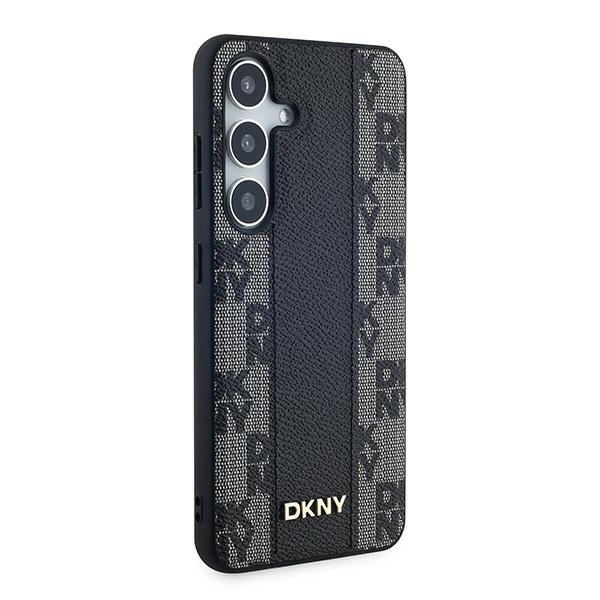 DKNY Samsung Galaxy S24 vāciņš Leather Checkered Mono Pattern MagSafe, melns