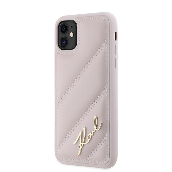 Karl Lagerfeld iPhone 11 / XR Case Diagonal Quilted Script, Pink