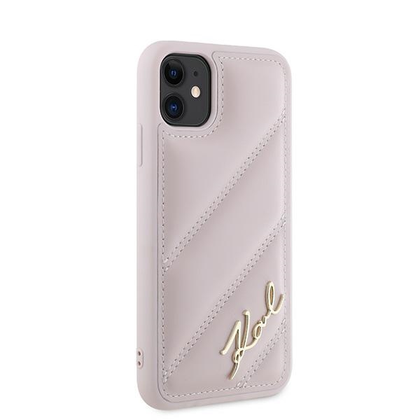 Karl Lagerfeld iPhone 11 / XR Case Diagonal Quilted Script, Pink