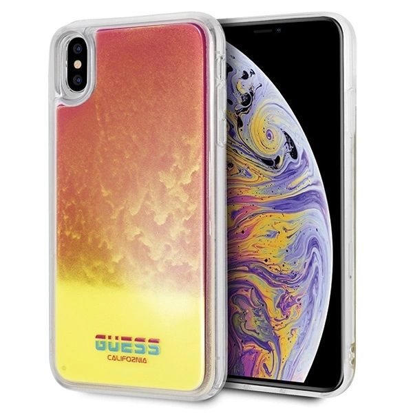 Guess GUHCI65GLCPI iPhone Xs Max rozā cietais korpuss California Glow in the dark | pink hard case