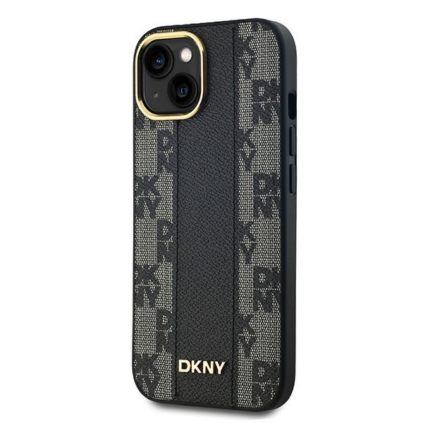 Dkny iPhone 15 / 14 / 13 Case Leather Checkered Mono Pattern MagSafe, Black