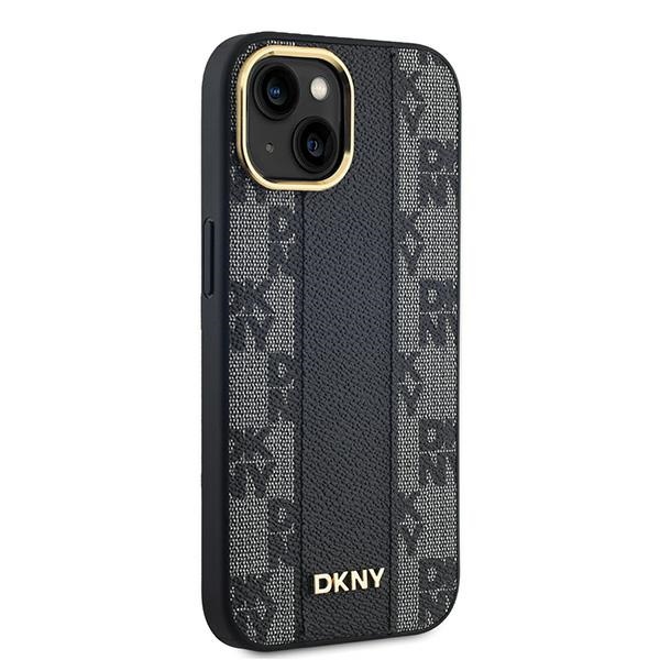 Dkny iPhone 15 / 14 / 13 Case Leather Checkered Mono Pattern MagSafe, Black