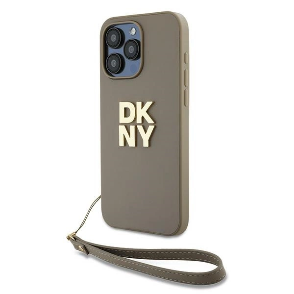 Apple iPhone 15 Pro Max 6.7'' DKNY Wrist Strap Stock Logo Case Cover, Beige