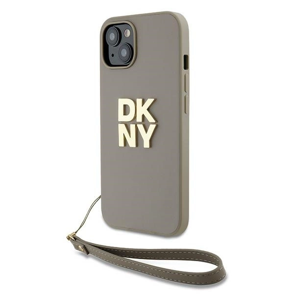 Apple iPhone 15 Plus 6.7'' DKNY Wrist Strap Stock Logo Case Cover, Beige