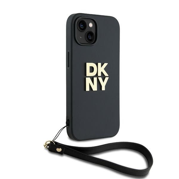 DKNY iPhone 14 / 15 / 13 Case Wrist Strap Stock Logo, Black
