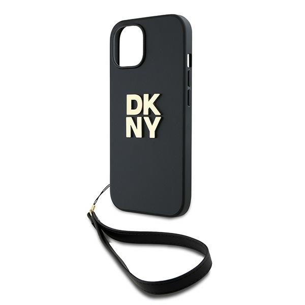 DKNY iPhone 14 / 15 / 13 Case Wrist Strap Stock Logo, Black
