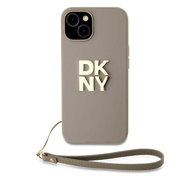 Чехол DKNY для iPhone 15 / 14 / 13 Wrist Strap Stock Logo, бежевый