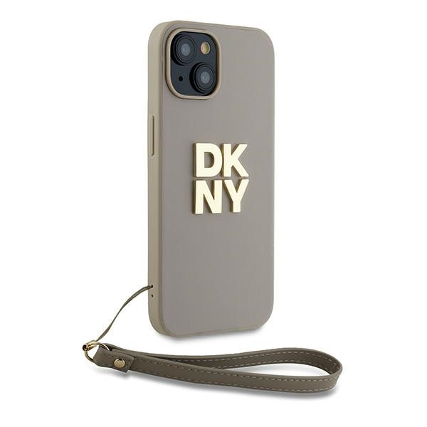 Чехол DKNY для iPhone 15 / 14 / 13 Wrist Strap Stock Logo, бежевый