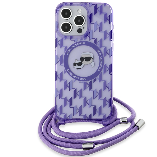 Karl Lagerfeld iPhone 15 Pro Max Case IML Crossbody Monogram, Purple