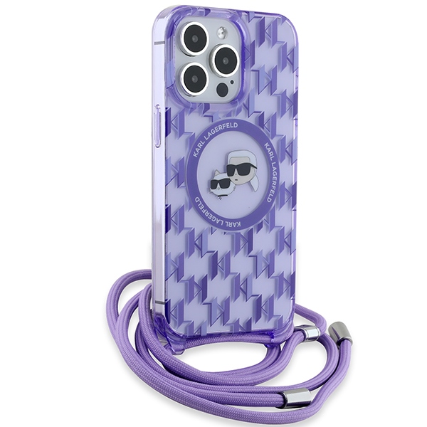 Karl Lagerfeld iPhone 15 Pro Max Case IML Crossbody Monogram, Purple