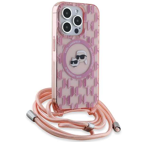 Karl Lagerfeld iPhone 15 Pro Max Case IML Crossbody Monogram, Pink