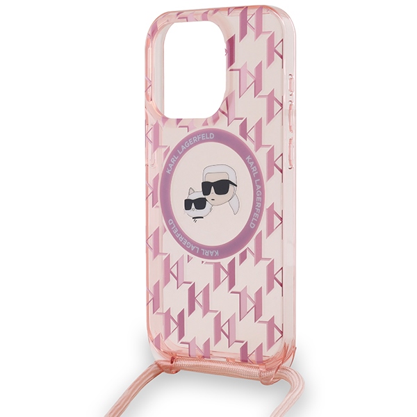 Karl Lagerfeld iPhone 15 Pro Max Case IML Crossbody Monogram, Pink