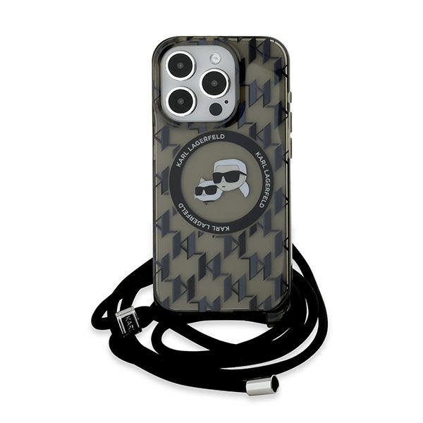 Karl Lagerfeld iPhone 15 Pro Max Case IML Crossbody Monogram, Black