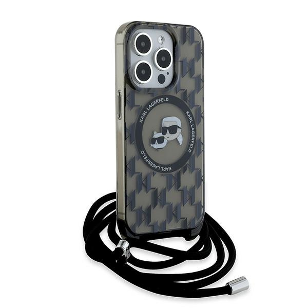 Karl Lagerfeld iPhone 15 Pro Max Case IML Crossbody Monogram, Black