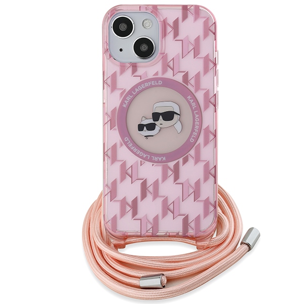 Karl Lagerfeld iPhone 15 / 14 / 13 Case IML Crossbody Monogram, Pink