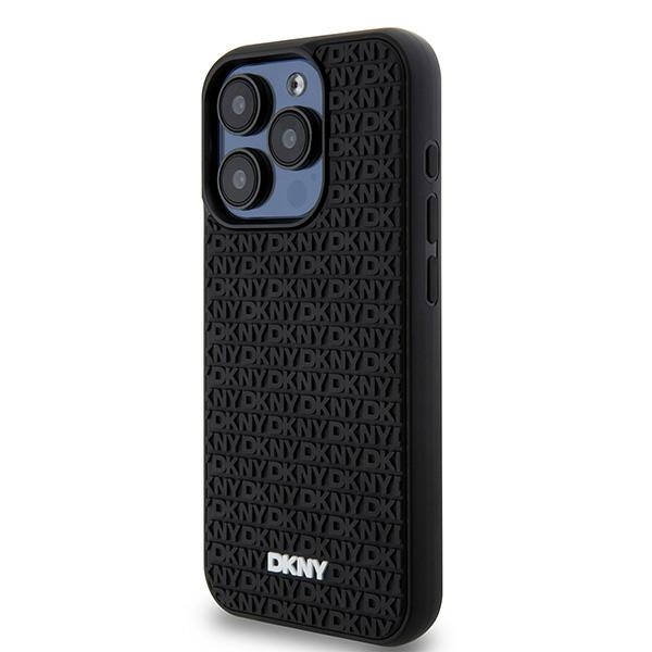 DKNY iPhone 15 Pro Max Case 3D Rubber Repeat Pattern, Black