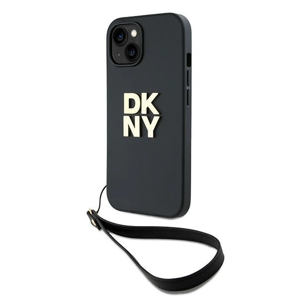 Apple iPhone 15 Plus 6.7'' DKNY Wrist Strap Stock Logo Case Cover, Black