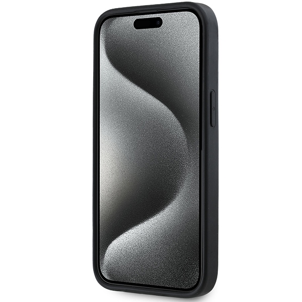 DKNY iPhone 15 Plus Case 3D Rubber Repeat Pattern, Black