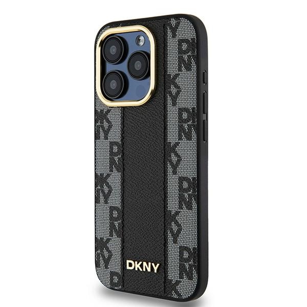 Dkny iPhone 15 Pro Max Case Leather Checkered Mono MagSafe, Black