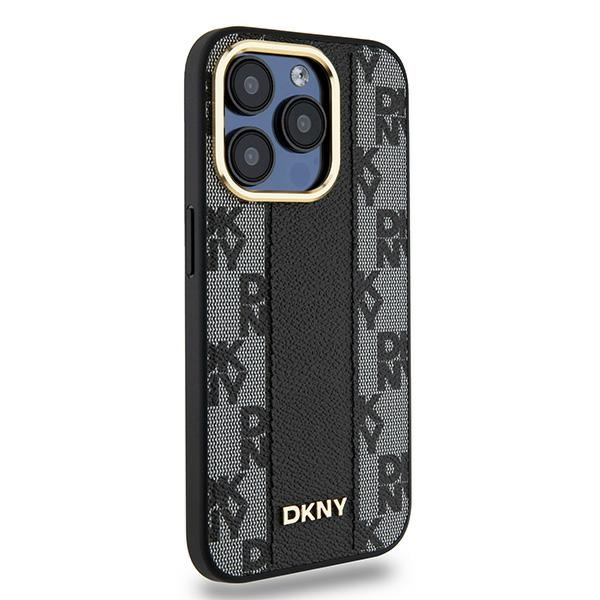 Dkny iPhone 15 Pro Max Case Leather Checkered Mono MagSafe, Black