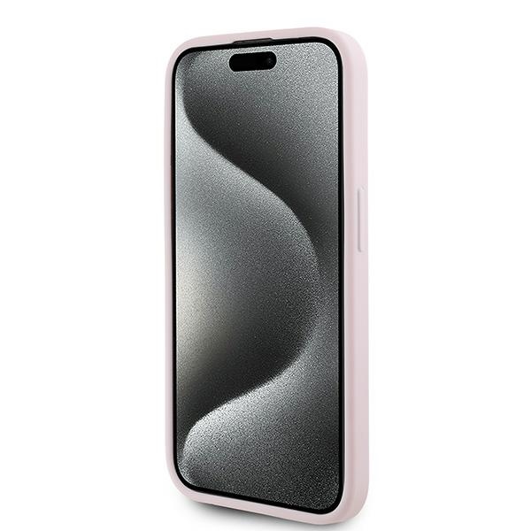 Karl Lagerfeld iPhone 15 Pro Case Diagonal Quilted Script, Pink