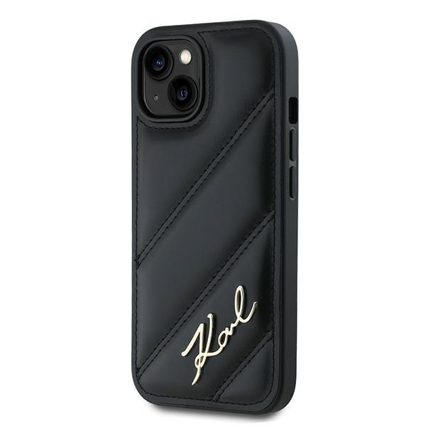 Karl Lagerfeld iPhone 15 Plus / 14 Plus Case Diagonal Quilted Script, Black